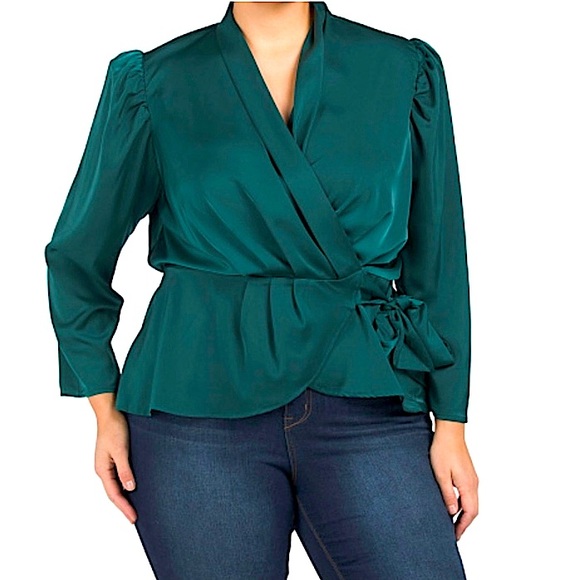 Adiva Tops Nwt Adiva Emerald Green Wrap Blouse Plus Size 2x Poshmark